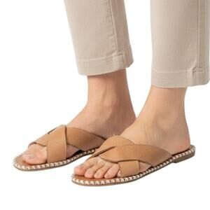 Antelope Taupe Crisscross Femi Leather Women Sandals, US37